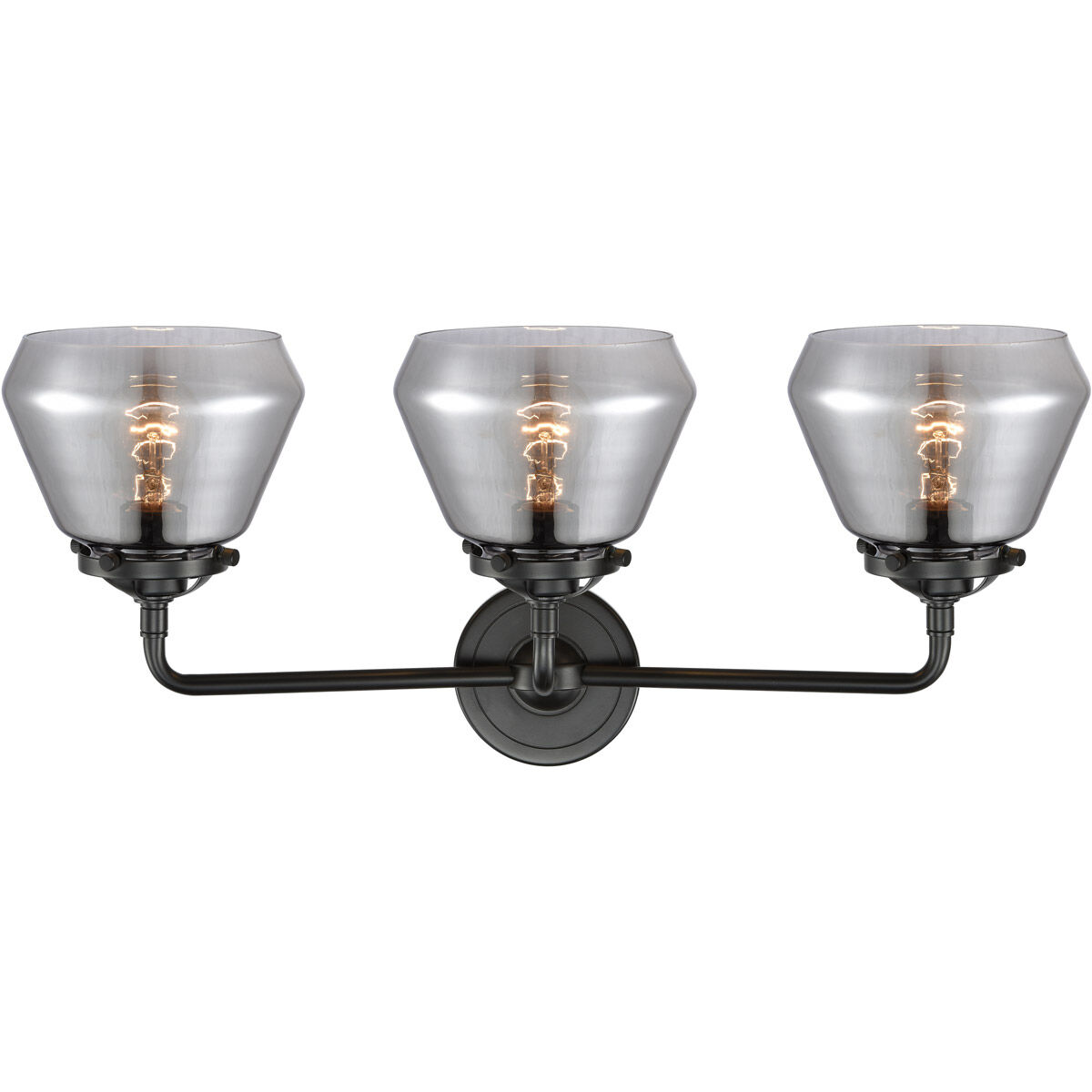 Nouveau Fulton 3 Light 25 inch Oil Rubbed Bronze Bath Vanity Light Wall Light in Plated Smoke Glass, Nouveau