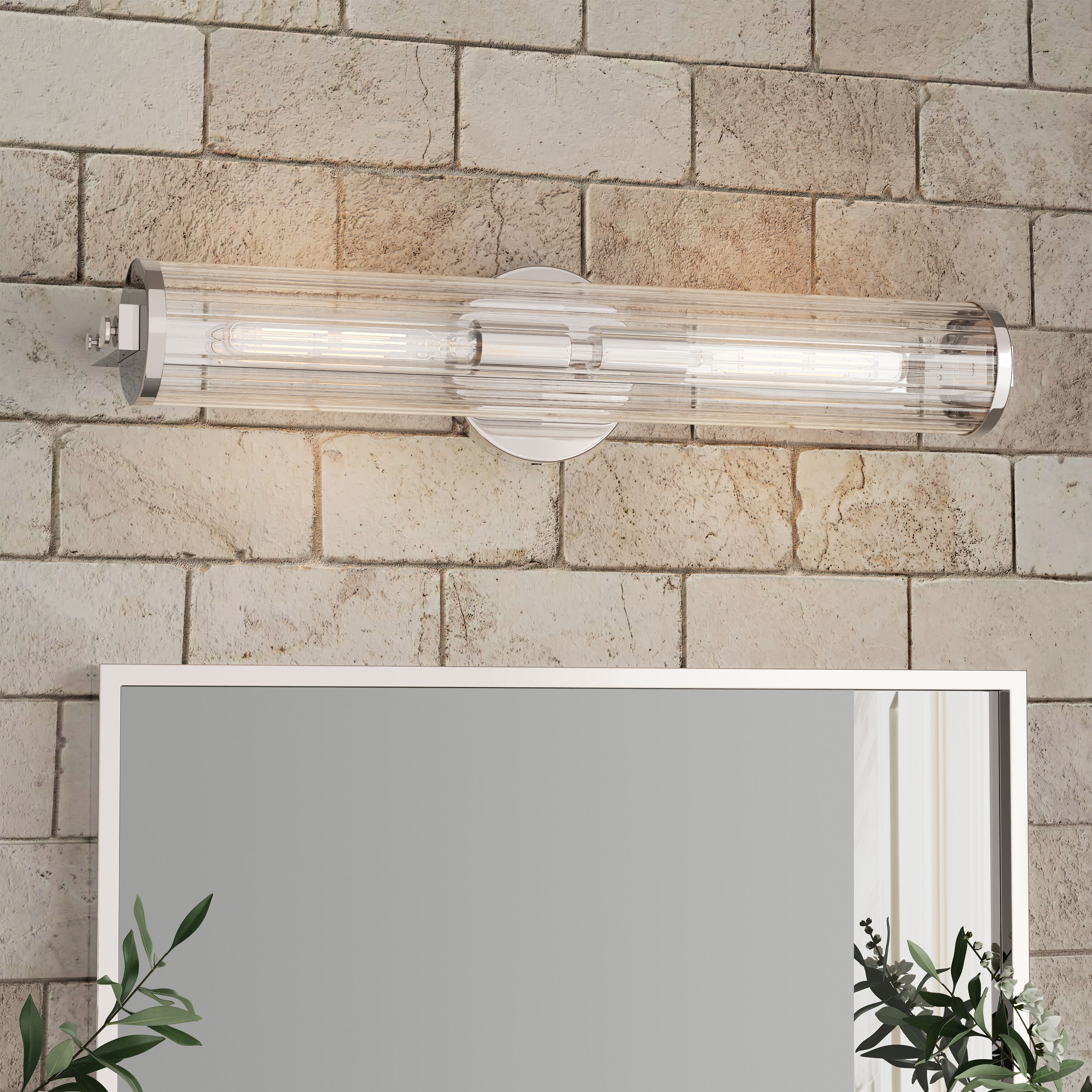 Cylora 2 Light 22.75 inch Polished Nickel Bathroom Vanity Light Bar Wall Light