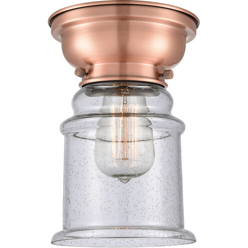 Aditi Small Canton 1 Light 6 inch Antique Copper Flush Mount Ceiling Light in Seedy Glass, Aditi
