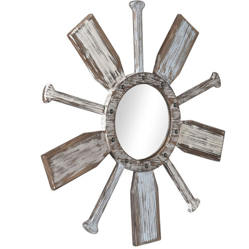 Montauk 34 X 34 inch Weathered White/Light Blue/Distressed Wood Wall Mirror
