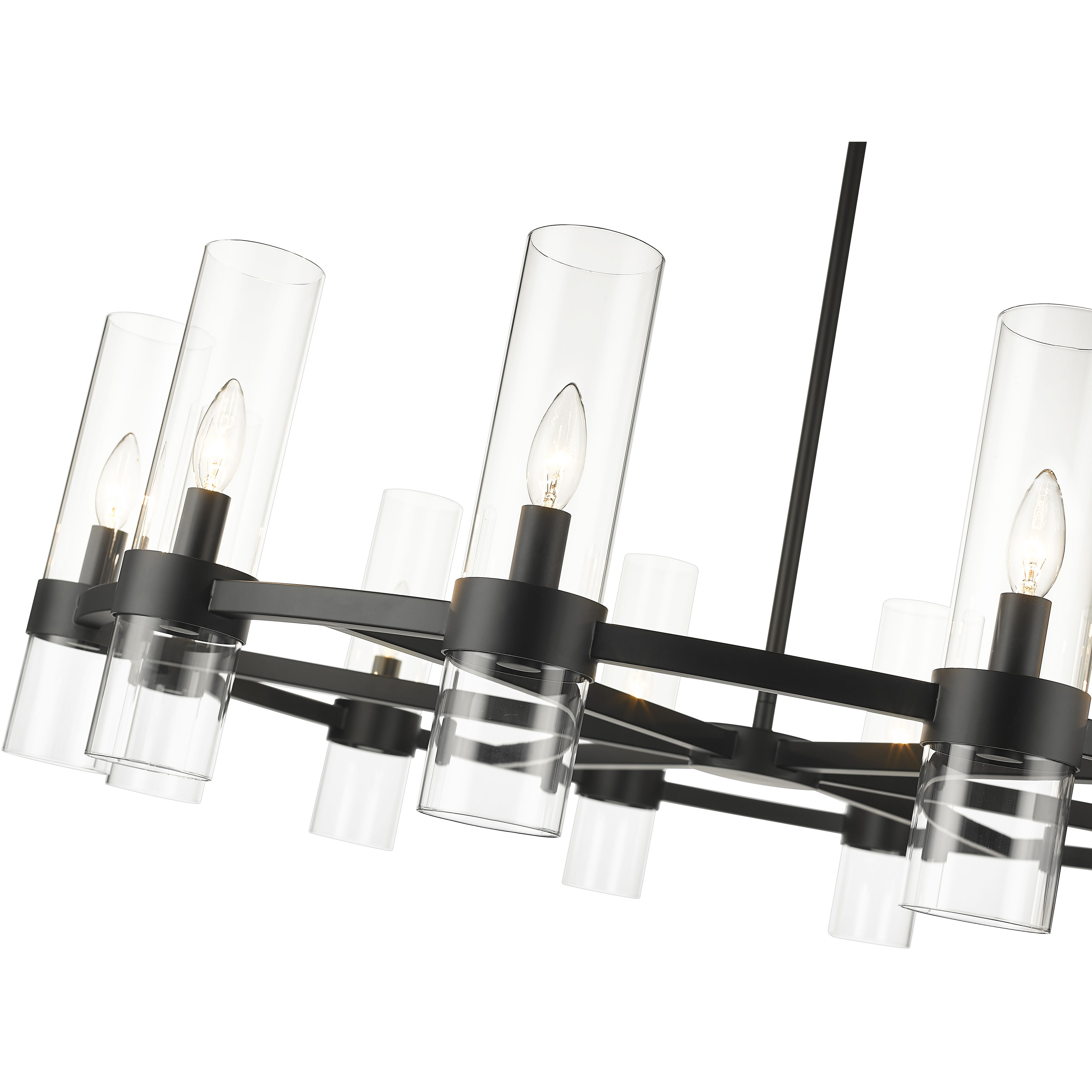 Datus 12 Light 43.5 inch Matte Black Chandelier Ceiling Light in Heritage Brass