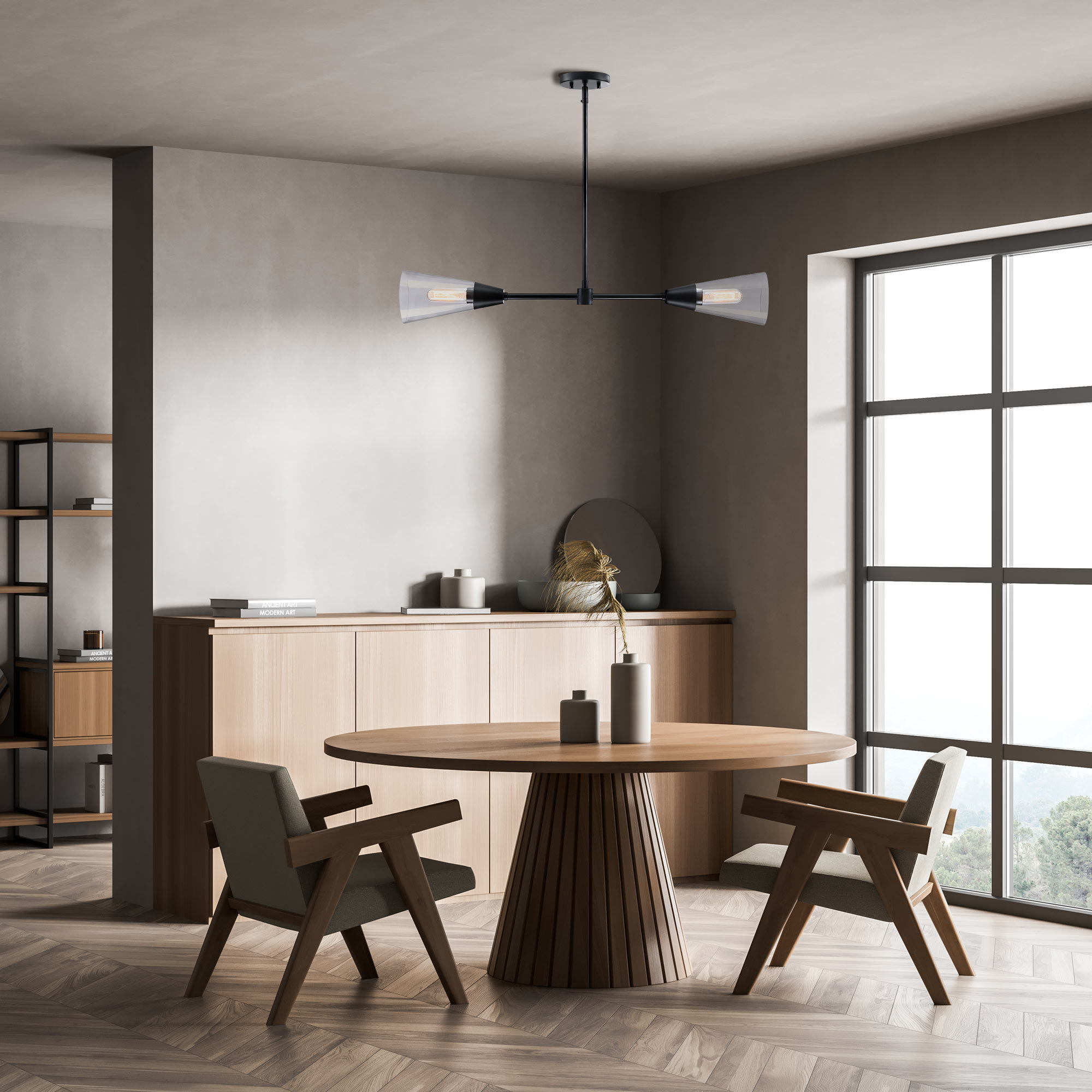 Norro 2 Light 36 inch Matte Black Island Light Ceiling Light