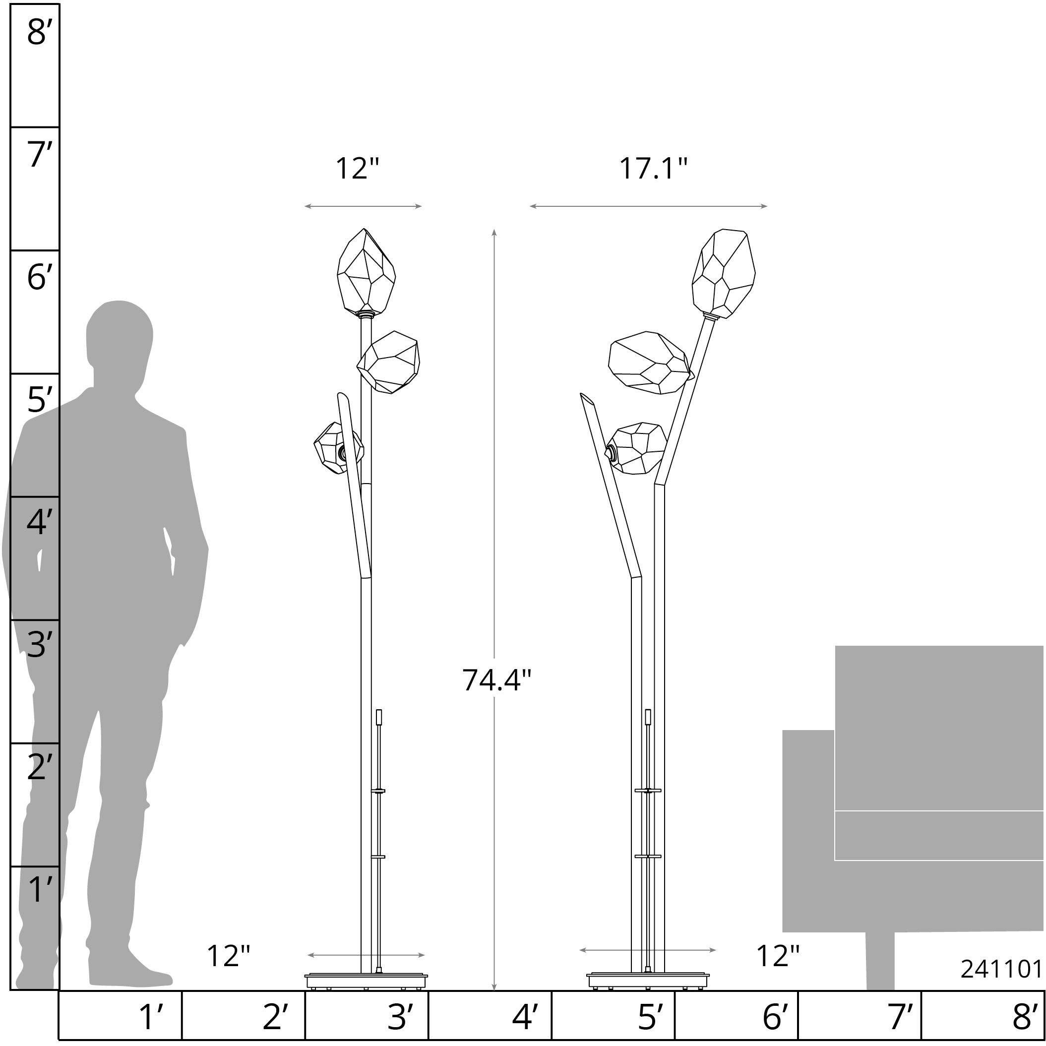 Chrysalis 74.4 inch 5 watt Ink Floor Lamp Portable Light in Black Crystal