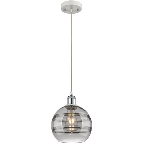 Ballston Rochester 1 Light 8 inch White Polished Chrome Cord Hung Mini Pendant Ceiling Light