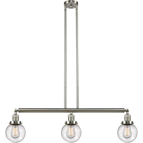 Franklin Restoration Beacon LED 38.5 inch Brushed Satin Nickel Island Light Ceiling Light in Seedy Glass, Franklin Restoration
