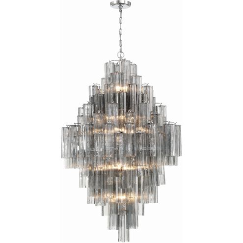 Addis 20 Light 31.5 inch Polished Chrome Chandelier Ceiling Light in Tronchi Glass Smoke