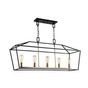 Scatola 5 Light 12 inch Rusty Black and Aged Gold Brass accents Chandelier Ceiling Light