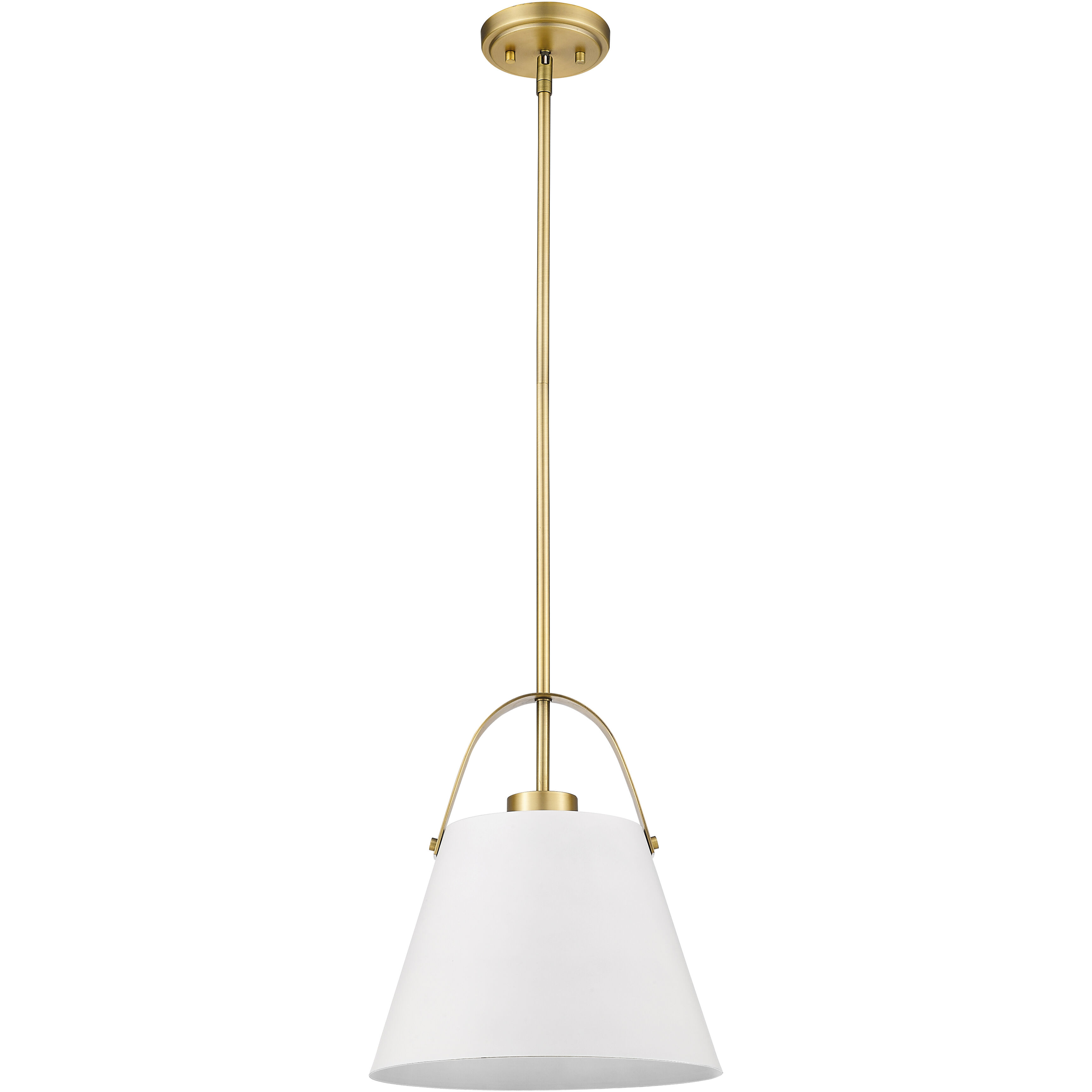Z-Studio 1 Light 12.5 inch Matte White and Heritage Brass Pendant Ceiling Light