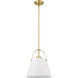 Z-Studio 1 Light 12.5 inch Matte White and Heritage Brass Pendant Ceiling Light