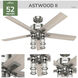 Astwood II 52 inch Brushed Nickel with Light Oak Blades Ceiling Fan