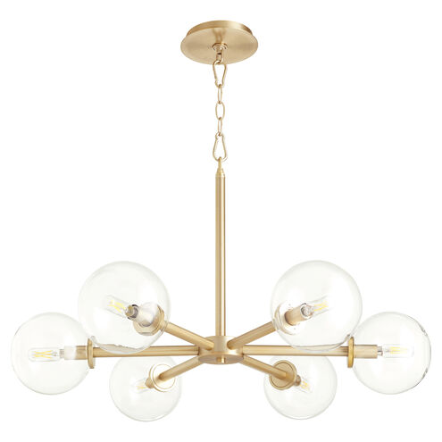 Rovi 6 Light 30 inch Aged Brass Chandelier Ceiling Light