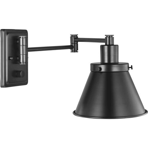 Hinton 12 inch 60.00 watt Matte Black Swing Arm Wall Light