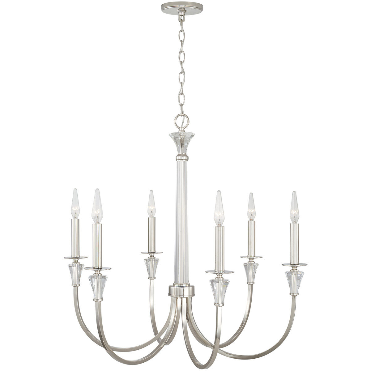 Laurent 6 Light 30 inch Polished Nickel Chandelier Ceiling Light