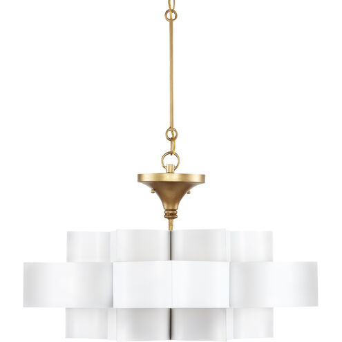 Grand Lotus 1 Light 20 inch Sugar White/Comtemoprary Gold Leaf Chandelier Ceiling Light, Small, Convertible to Semi-Flush 