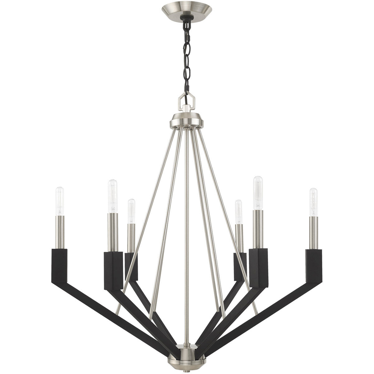 Beckett 6 Light 26 inch Brushed Nickel & Black Chandelier Ceiling Light