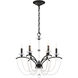 Priscilla 6 Light Black Chandelier Ceiling Light in Black Matte, White Pearl, Adjustable Height
