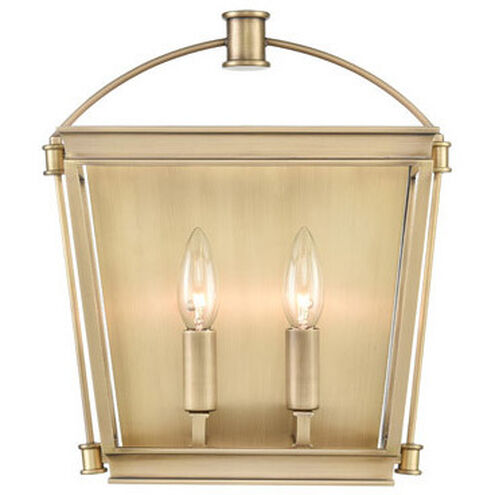 Manor 2 Light 12 inch Vintage Brass Semi-Flush Mount Ceiling Light