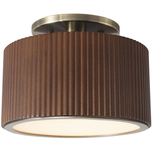 Tambo LED 10 inch Dark Walnut and Weathered Brass Semi-Flush Mount Ceiling Light