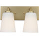 Miles 2 Light 12 inch Satin Brass Vanity Light Wall Light, Medium
