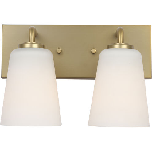 Miles 2 Light 12 inch Satin Brass Vanity Light Wall Light, Medium