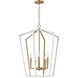 Melrose 5 Light 22 inch White and Natural Aged Brass Entry Foyer Pendant Ceiling Light