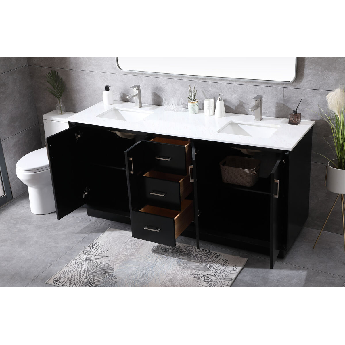 Hayes 72 X 22 X 35 inch Black Vanity Sink Set