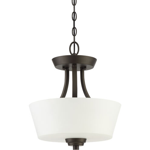 Neighborhood Grace 2 Light 13 inch Espresso Convertible Semi Flush Ceiling Light in White Frosted Glass, Convertible