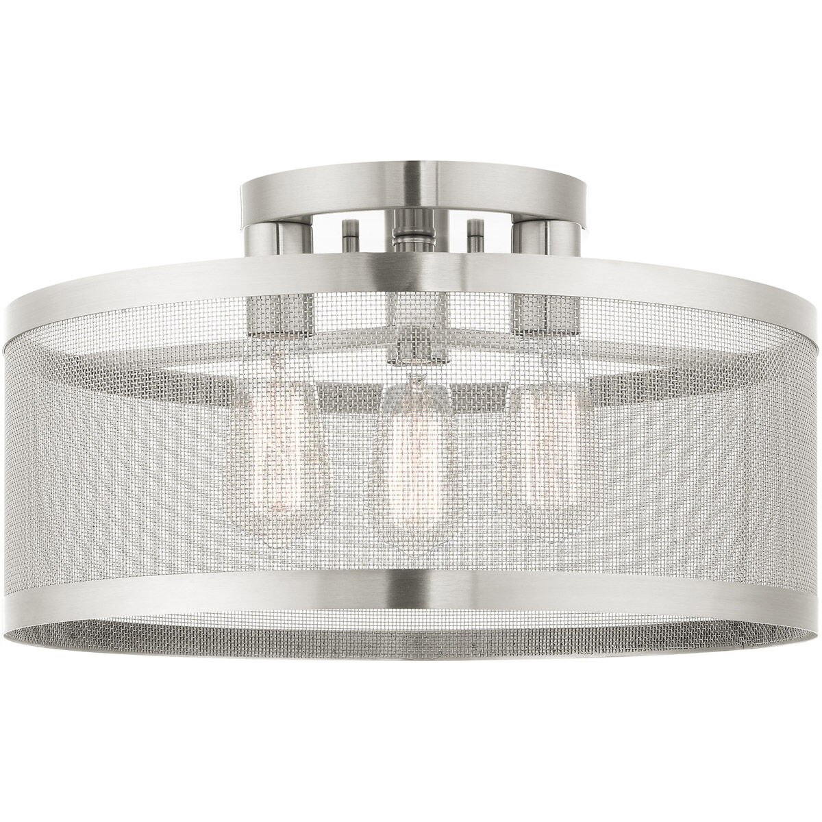 Industro 3 Light 18 inch Brushed Nickel Semi Flush Ceiling Light