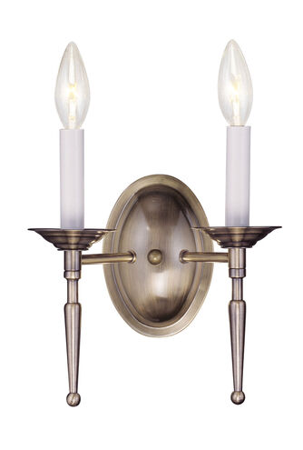 Williamsburgh 2 Light 10 inch Antique Brass Wall Sconce Wall Light