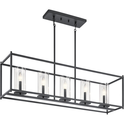 Crosby 5 Light 10 inch Black Chandelier Linear (Single) Ceiling Light, Single