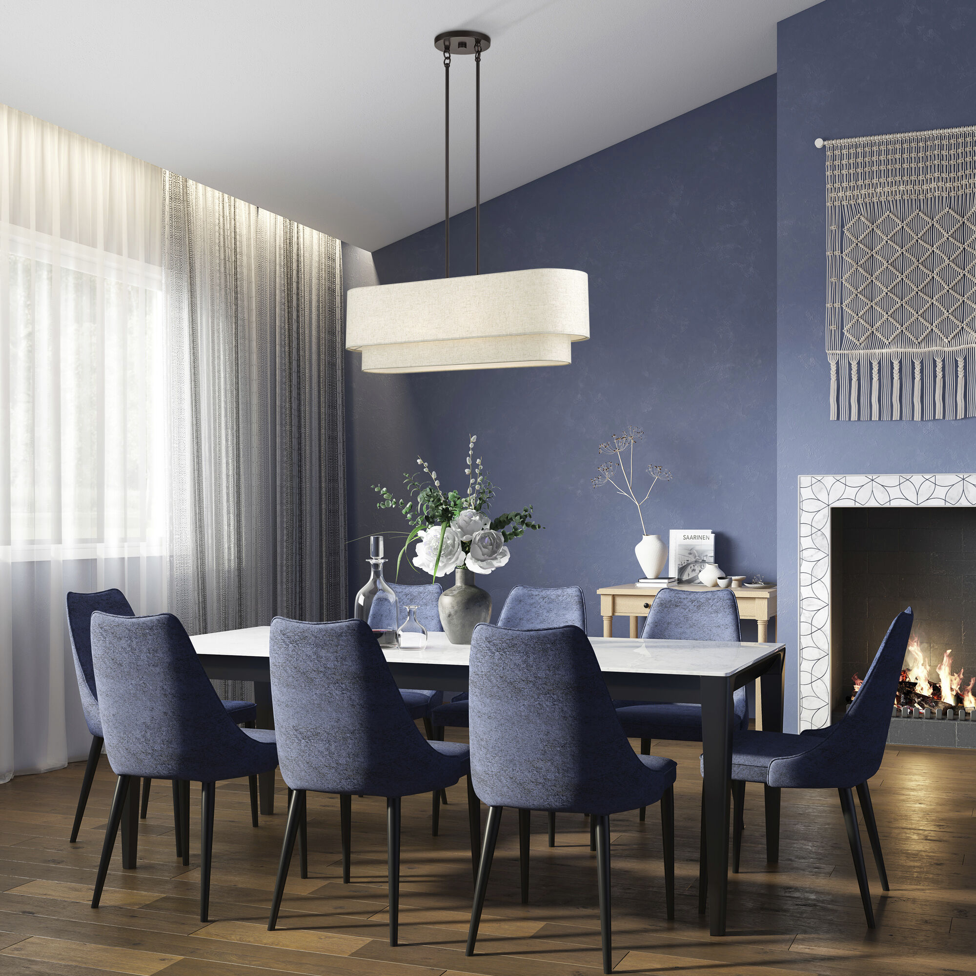 Manorwood 4 Light 36 inch English Bronze Linear Chandelier Ceiling Light, Large