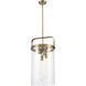 Downtown Urban Pilaster 4 Light 13.38 inch Brushed Brass Pendant Ceiling Light in Clear