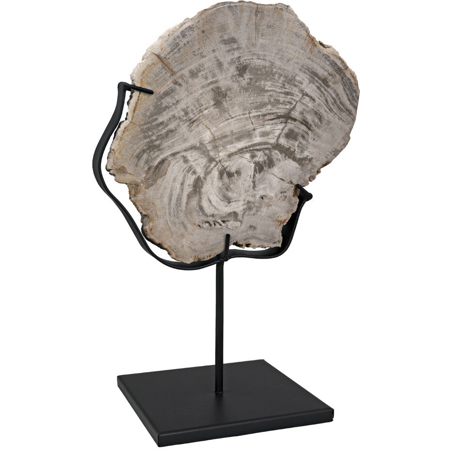 Wood Fossil Matte Black Statue