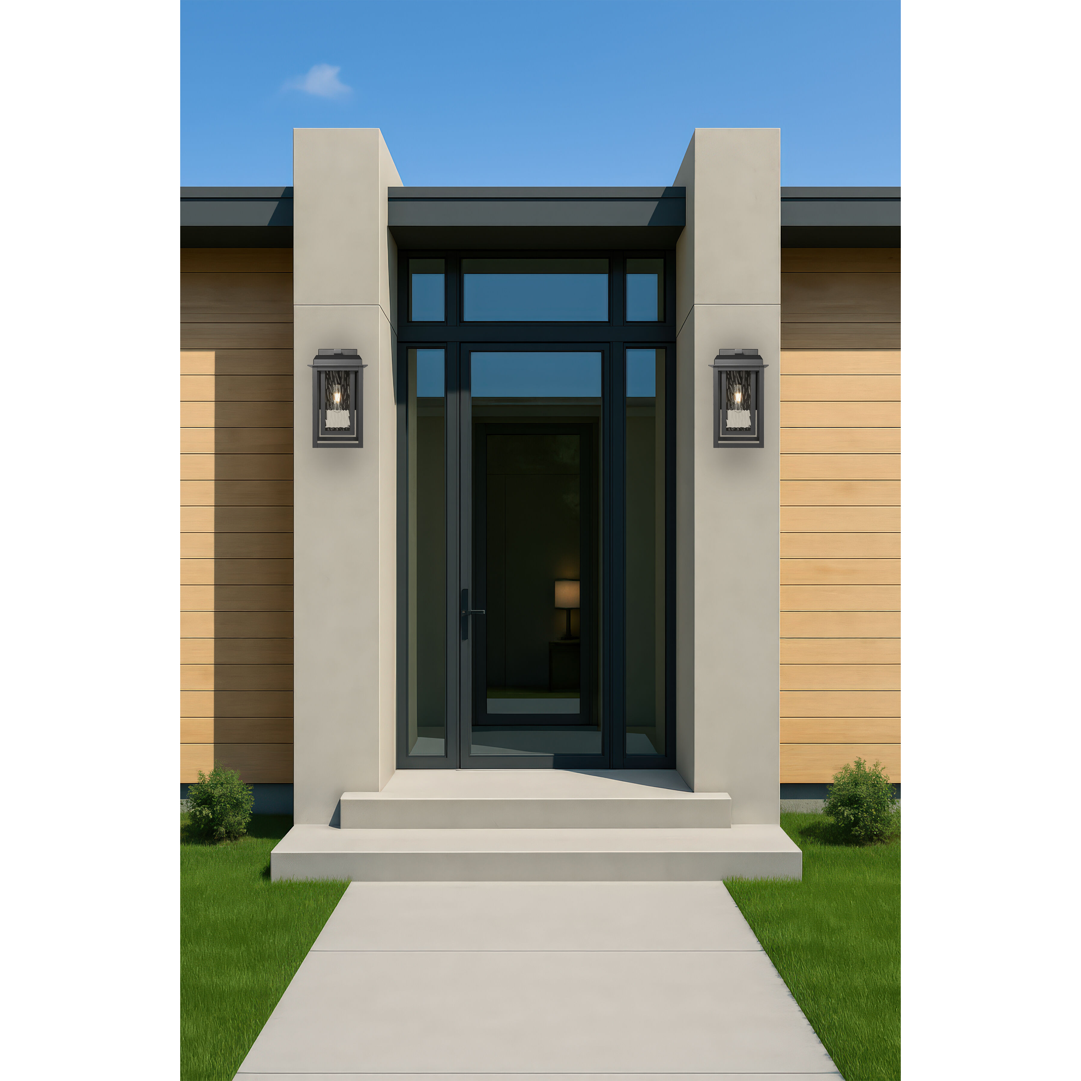 Mansfield 1 Light 13 inch Matte Black Outdoor Sconce in Waterglass