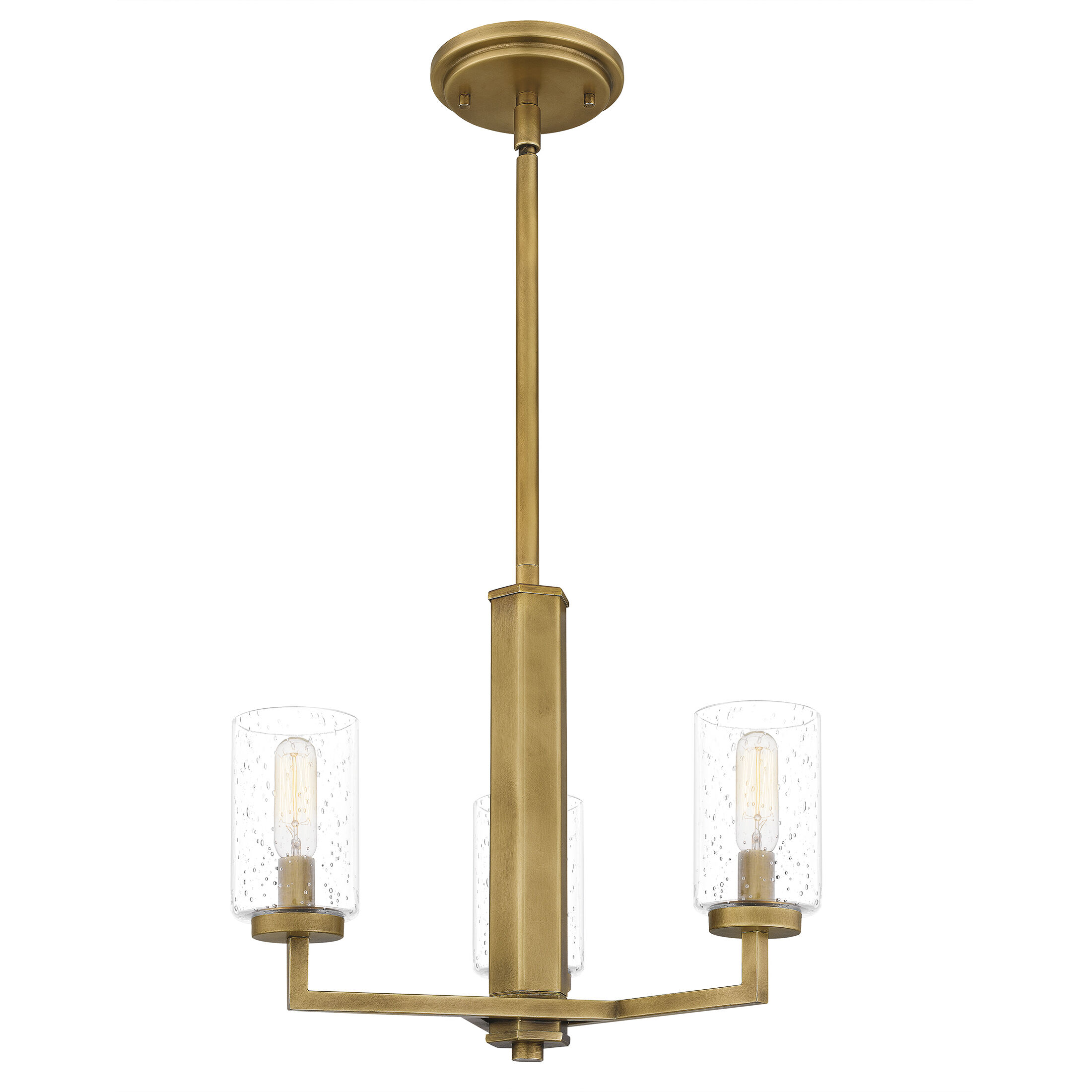Sunburst 3 Light 15 inch Weathered Brass Pendant Ceiling Light