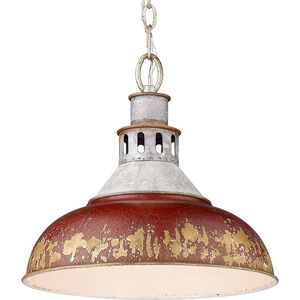 Kinsley 1 Light 14 inch Aged Galvanized Steel Pendant Ceiling Light in Red, Large