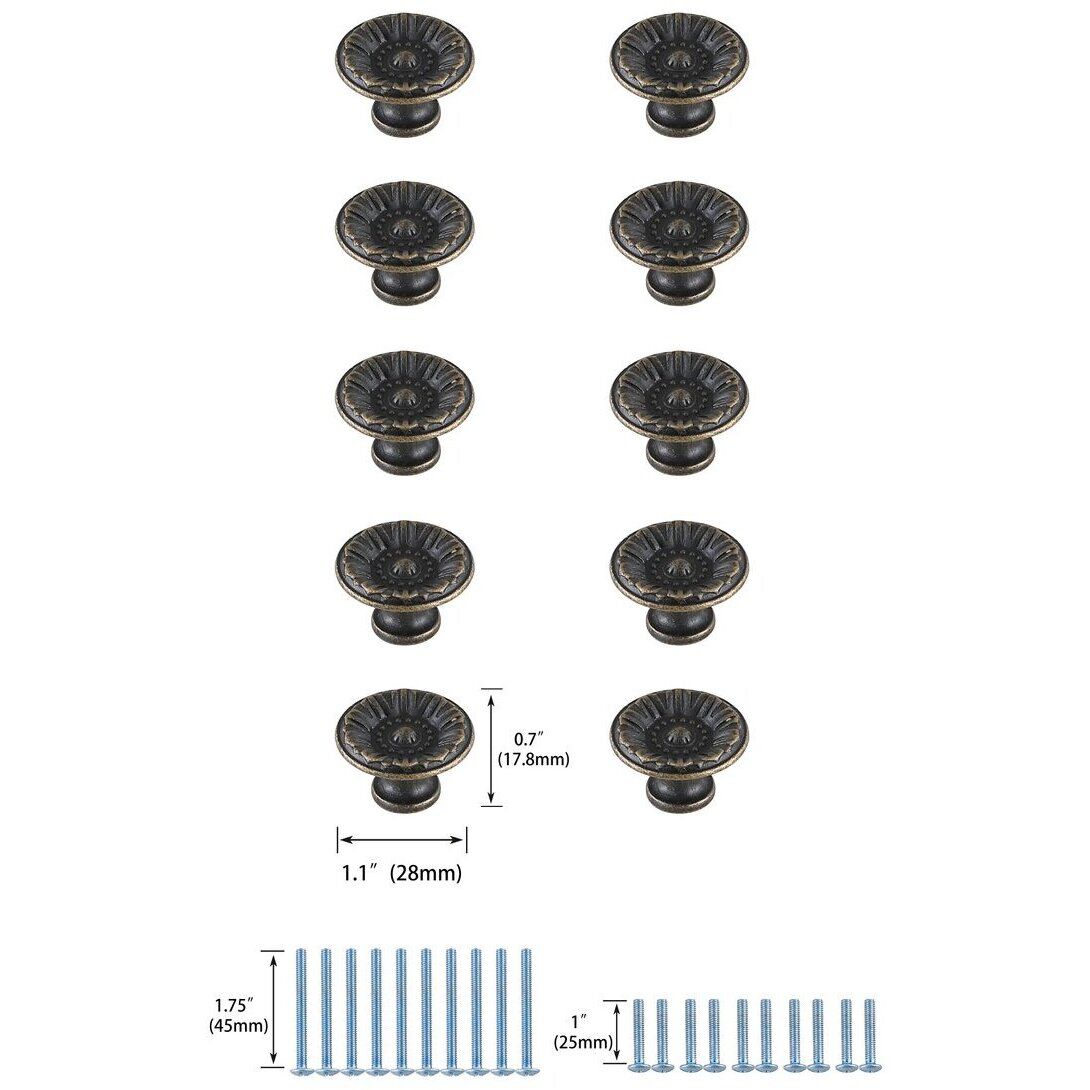 Corio Antique Bronze Hardware Cabinet Knob, Set of 10