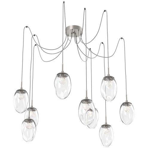 Meteo LED 17 inch Metallic Beige Silver Swag Multi-Pendant Ceiling Light in 3000K LED, Zircon Inner - Clear Outer