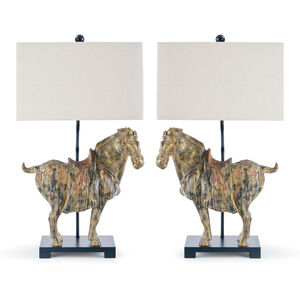 Southern Living Dynasty Horse 32 inch 150.00 watt Distressed Painted Table Lamps Portable Light