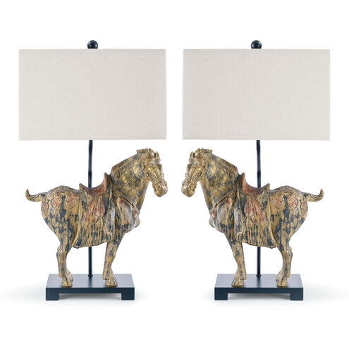 Southern Living Dynasty Horse 32 inch 150.00 watt Distressed Painted Table Lamps Portable Light