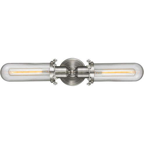 Austere Centri 2 Light 22 inch Brushed Satin Nickel Bath Vanity Light Wall Light in Incandescent, Clear Glass, Austere