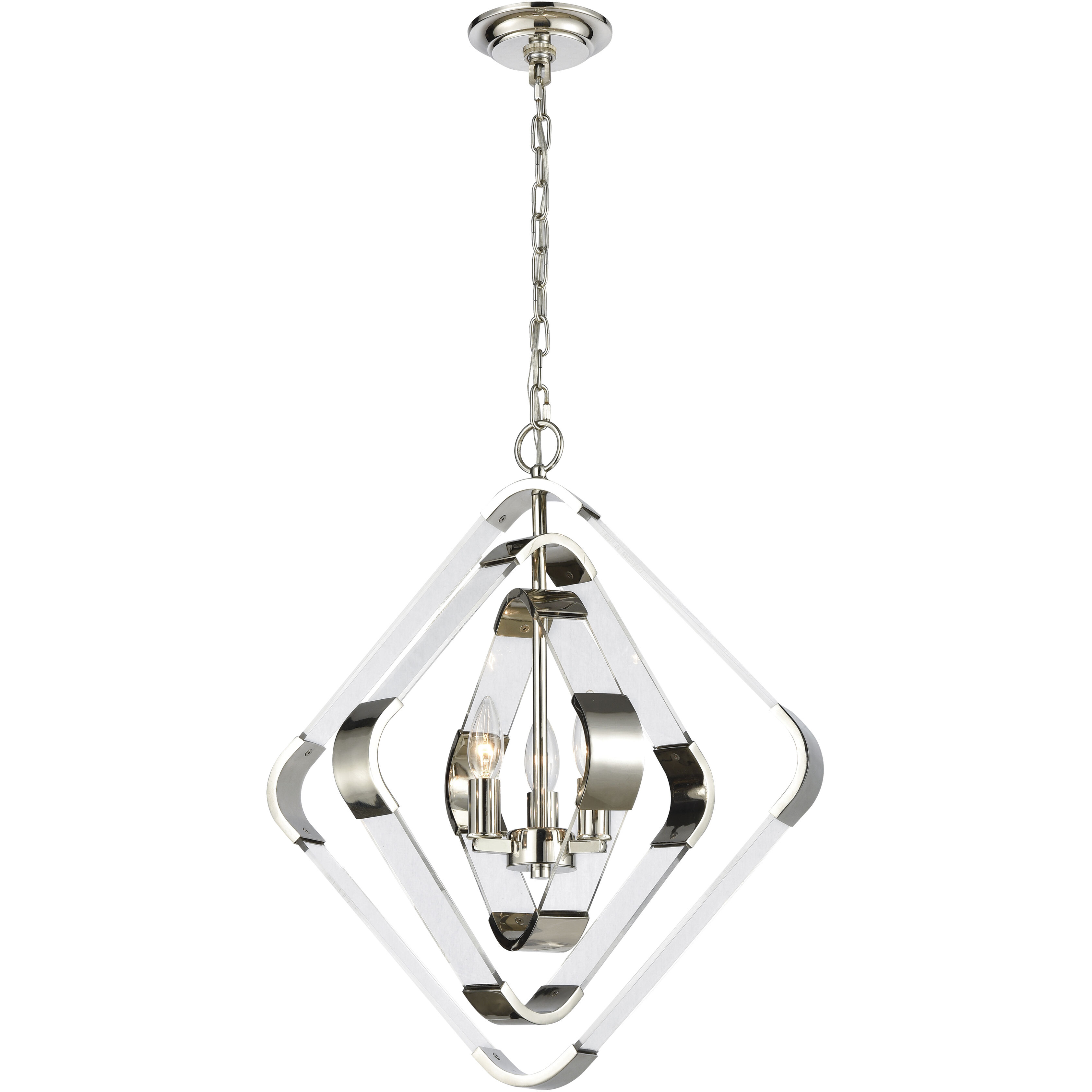 Rapid Pulse 3 Light 20 inch Polished Nickel with Clear Chandelier Ceiling Light