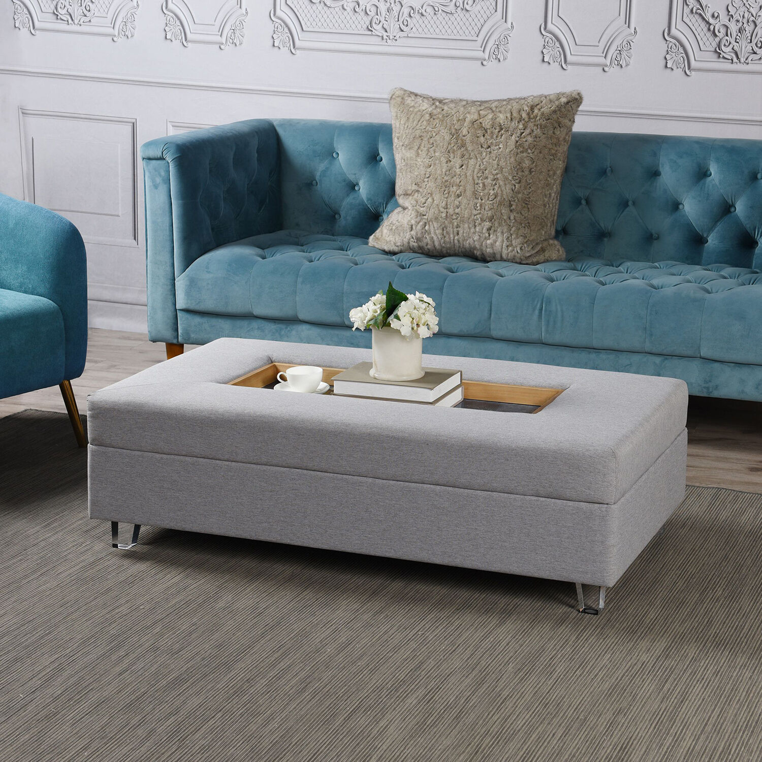 Austin Allen James 49.6 X 25.2 inch Gray and Clear Coffee Table