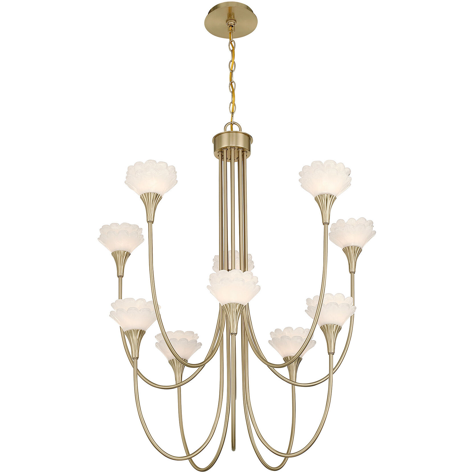 Florena 10 Light 30 inch Noble Brass Chandelier Ceiling Light