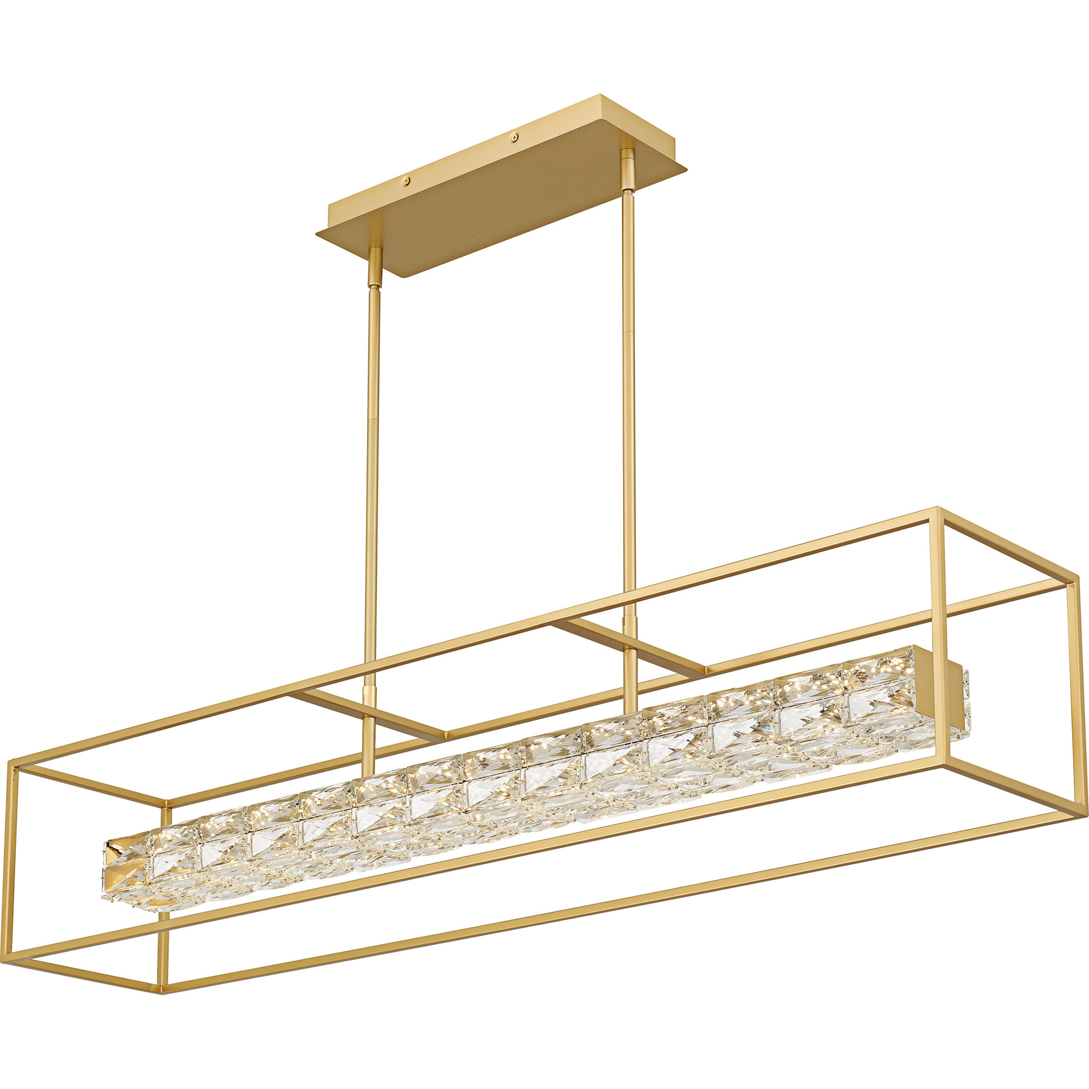 Dazzle LED 48 inch Soft Gold Linear Chandelier Ceiling Light, Large