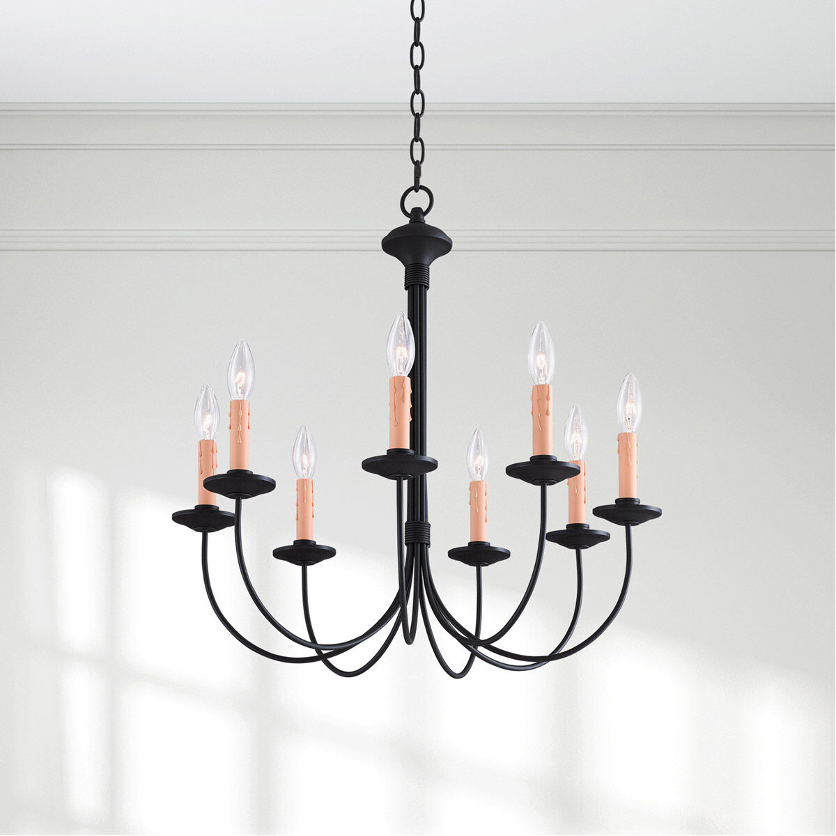 Heritage 8 Light 24 inch Black Chandelier Ceiling Light