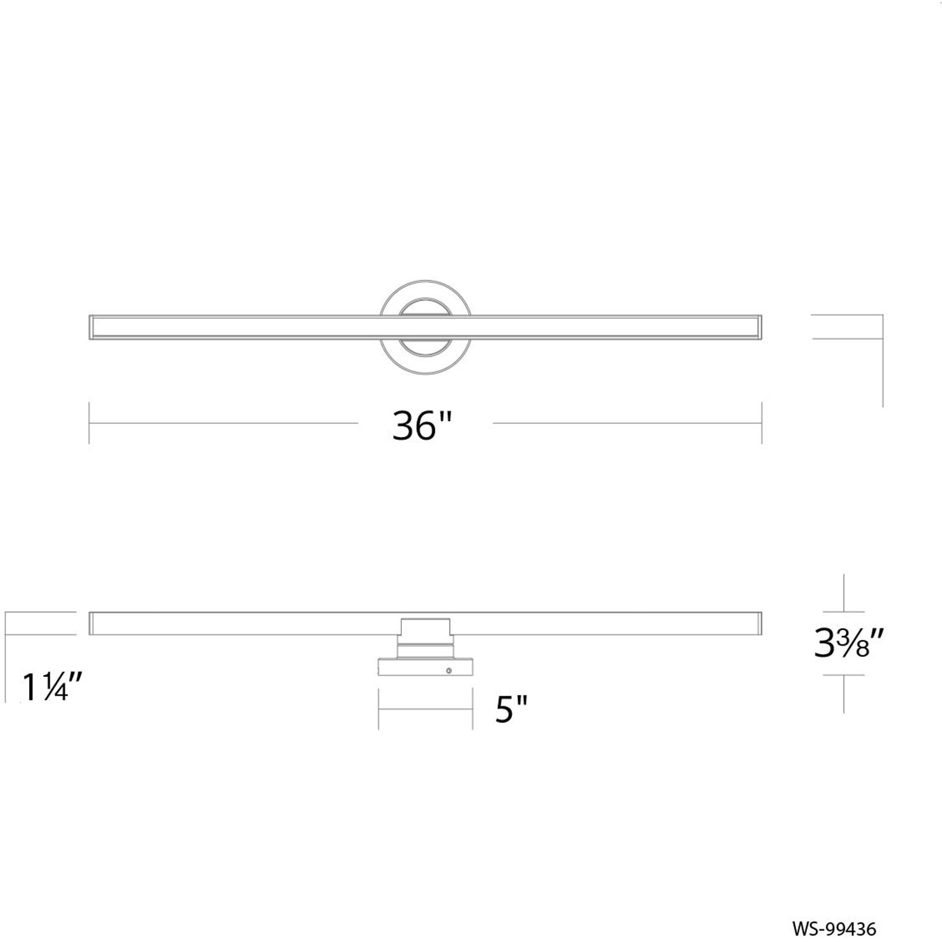 Bastone LED 36 inch Black Bath Vanity & Wall Light in 3500K, dweLED