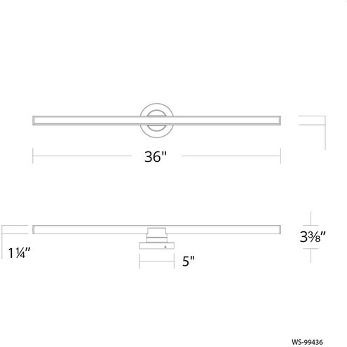 Bastone LED 36 inch Black Bath Vanity & Wall Light in 3000K, dweLED