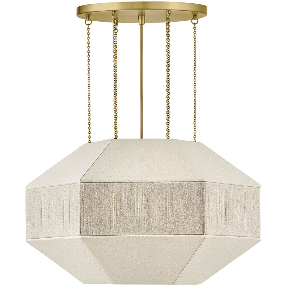 Lisa McDennon Lyla 4 Light 24.25 inch Lacquered Brass Chandelier Ceiling Light, Drum