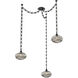 Coppa 3 Light 17 inch Matte Black Swag Multi-Pendant Ceiling Light in Optic Rib Smoke, Rectangular Chain